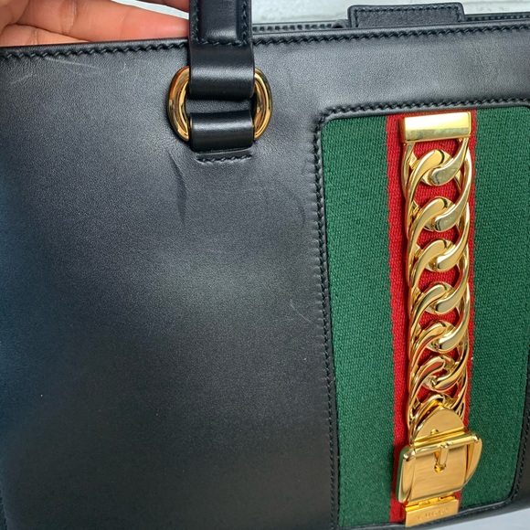 Gucci Large Sylvie Top Handle Tote Black New crossbody - Picture 13 of 16